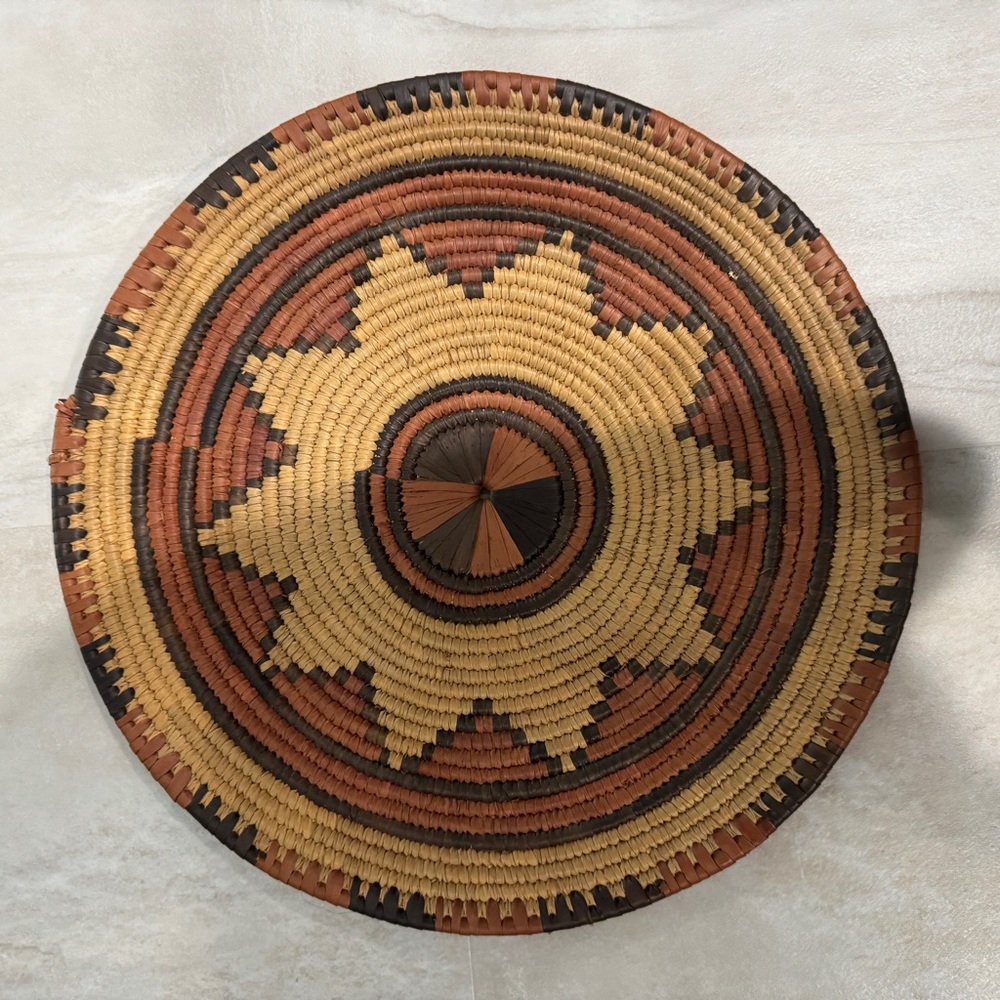 Vintage native american Sunburst Woven art placemat handmade